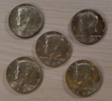 5- 40% Silver Kennedy Half Dollars, sells times the money