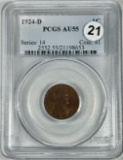 1924-D Lincoln Wheat Cent in PCGS AU55 Holder