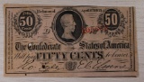 Confederate States 50 Cents Currency Note, April 6, 1863