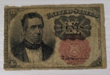 Series 1874 United States 10 Cents Fractional Currency Note, 4th Issue, Red Seal