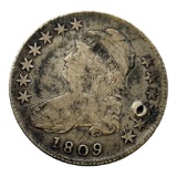 1809 Capped Bust Half Dollar, 50 Cents, Silver Coin