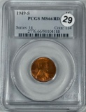 1949-S Lincoln Wheat Cent, in PCGS MS66RD Holder