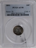 1893 Barber Dime in PCGS AU58 Holder