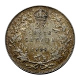 1928 Canada 25 Cents Coin, Silver