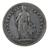1943 Swiss 1 Franc Coin, Mint Mark B