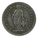 1958 Switzerland 2 Francs Coin - Helvetia Design