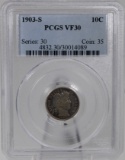 1903-S Barber Dime in PCGS VF30 Holder