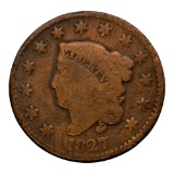 1827 Coronet Head Large Cent, Copper, United States Coin