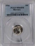 1916 Mercury Dime in PCGS MS64FB Holder