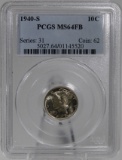 1940-S Mercury Dime in PCGS MS64FB Holder