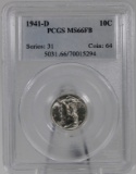 1941-D Mercury Dime in PCGS MS66FB Holder