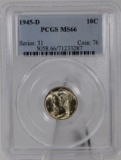 1945-D Mercury Dime in PCGS MS66 holder
