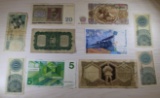 10 Foreign Banknotes, Romania 20 Lei, Bulgaria 50 Leva, Netherlands 5 Gulden, sells times the money