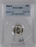 1963-D Roosevelt Dime in PCGS MS65 Holder