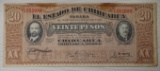 20 Peso Banknote, El Estado de Chihuahua, 1915