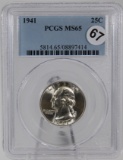 1941 Washington Quarter in PCGS MS65 Holder 90% Silver