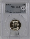 1947-D Washington Quarter in PCGS MS65 Holder