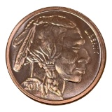 2015 Copper Round Coin, 1 AVDP OZ Fine Copper, Buffalo Design