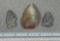 Arrowheads and Artifacts - 3 colorful Flintridge points from Licking Co. OH largest 2 1/4