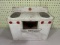 Vintage Toy Stove, Metal, White with Red Knobs