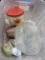 Vintage Bon Ami Tin, Floral Tin, Glass Dish, Assorted Kitchen Items