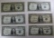6- Asst Series 1935 Blue Seal Silver Certificates, sells times the money