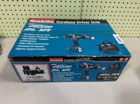 UNUSED Makita 40V Max Cordless Driver Drill, 2- 2.5Ah Batteries, Brushless Motor