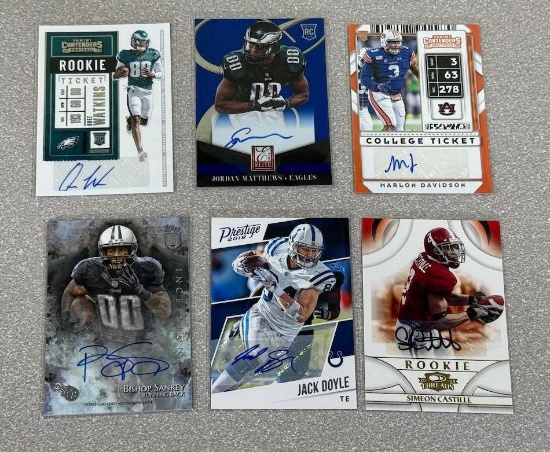 Football Autos lot of 6 Titans, Colts, Eagles: Watkins and Matthews
