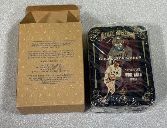 Babe Ruth collection NIB Tin w/ 5 cards Avon produced Hard to find