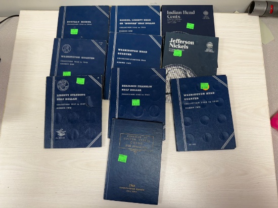 9- ASST COIN FOLDERS AND ONE COIN REFERENCE BOOK