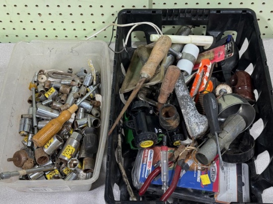 Assorted Tools & Plumbing Supplies, Includes Saw & Pliers, Various Brands