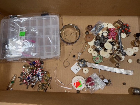 Assorted Jewelry and Watch Lot with Metal Band Watch, Mixed Colors