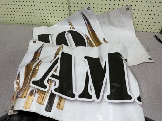2- Vinyl Banners with Bullet Graphics and "AMMO" Text, Grommets
