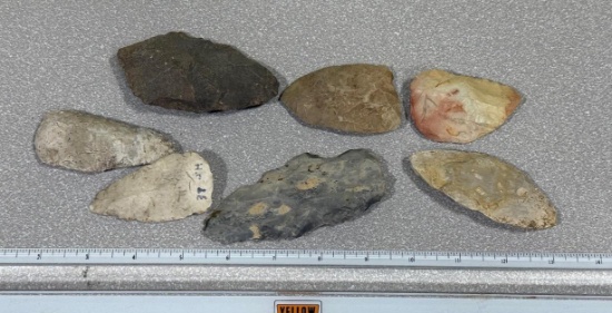 Arrowheads and Artifacts - 7 Knives - all Midwest largest 4"