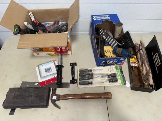 Craftsman Assorted Hand Tools, Hammer, Screwdrivers, Clamps, Multiple Accessories