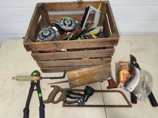 Mixed Lot of Hand Tools and Accessories, 20+ Pieces, Grinding Discs, Staple Gun