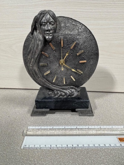 Indian Themed Clock Ricker 1988 104/ 500 8 1/2" Tall