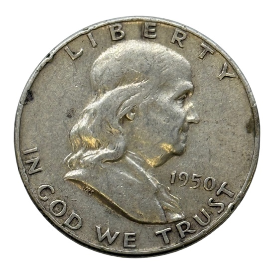 1950 Franklin Half Dollar, 90% Silver Coin