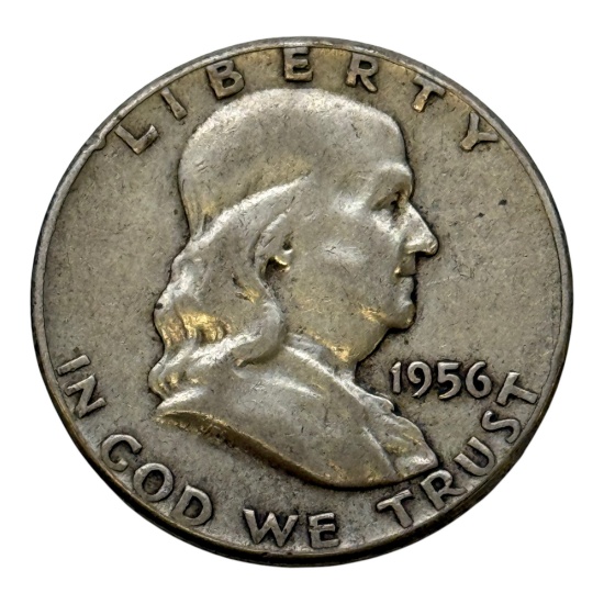1956 Franklin Half Dollar, 90% Silver Coin