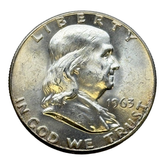 1963 Franklin Half Dollar, 90% Silver Coin