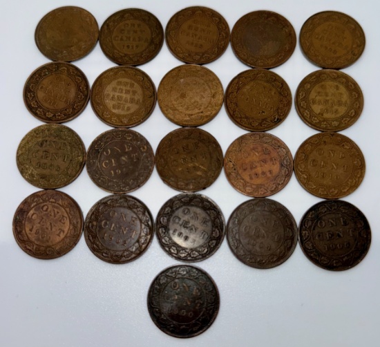 21- Large Canada Cents, 1900-1920, sells times the money