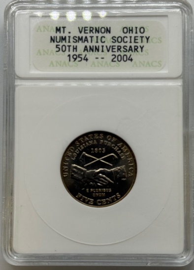 2004 Louisiana Purchase/Keelboat Nickel, in ANACS MT Vernon Ohio Numismatic Society holder