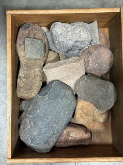 Arrowheads and Artifacts - Box lot of Stone Tools - Pick Up Only w/ axe, grindstone +
