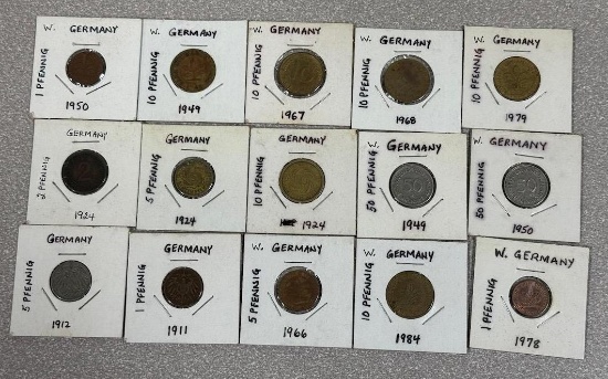 World Coins - Germany and West Germany  lot of 15 , Range - 1911 - 1984