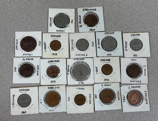 World Coins - Ireland lot of 17, Range -1949 - 1982