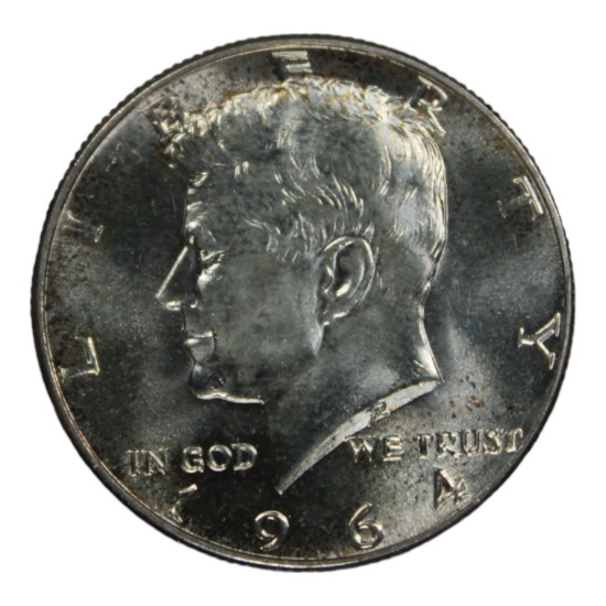1964 Kennedy Half Dollar, 90% Silver, Reeded Edge, U.S. Mint