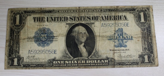 1923 $1 Silver Certificate, HORSE BLANKET Blue Seal, George Washington