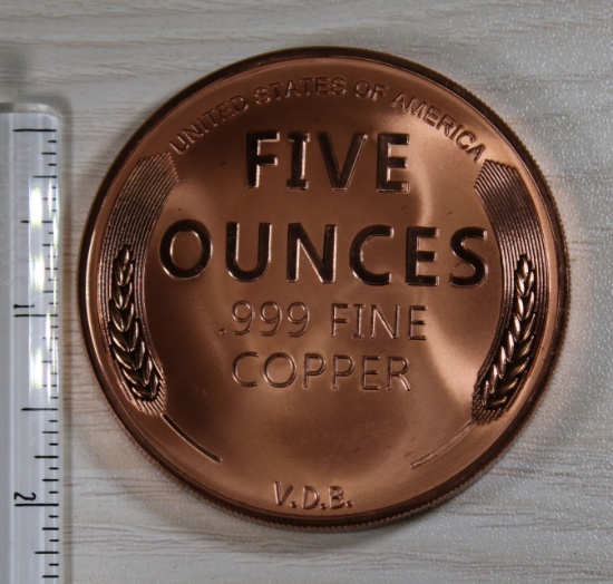 Commemorative Copper Round, 5 oz, .999 Fine