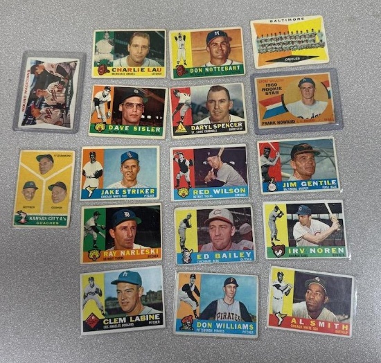 1960 Topps Baseball lot of 17 all crease free, great lot