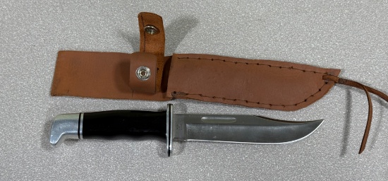 Buck 119 Fixed Blade Knife, 6" Blade, Custom Leather Sheath, USA